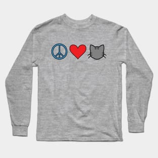 Peace Love Cats - Grey Long Sleeve T-Shirt